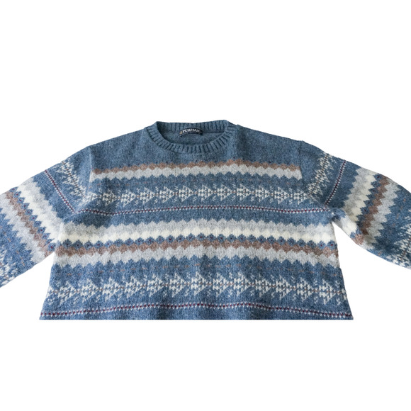 VTG Men Puritan Fair Isle Nordic Wool Blend Knit Sweater L Preppy Cabin Grandpa - Picture 4 of 13